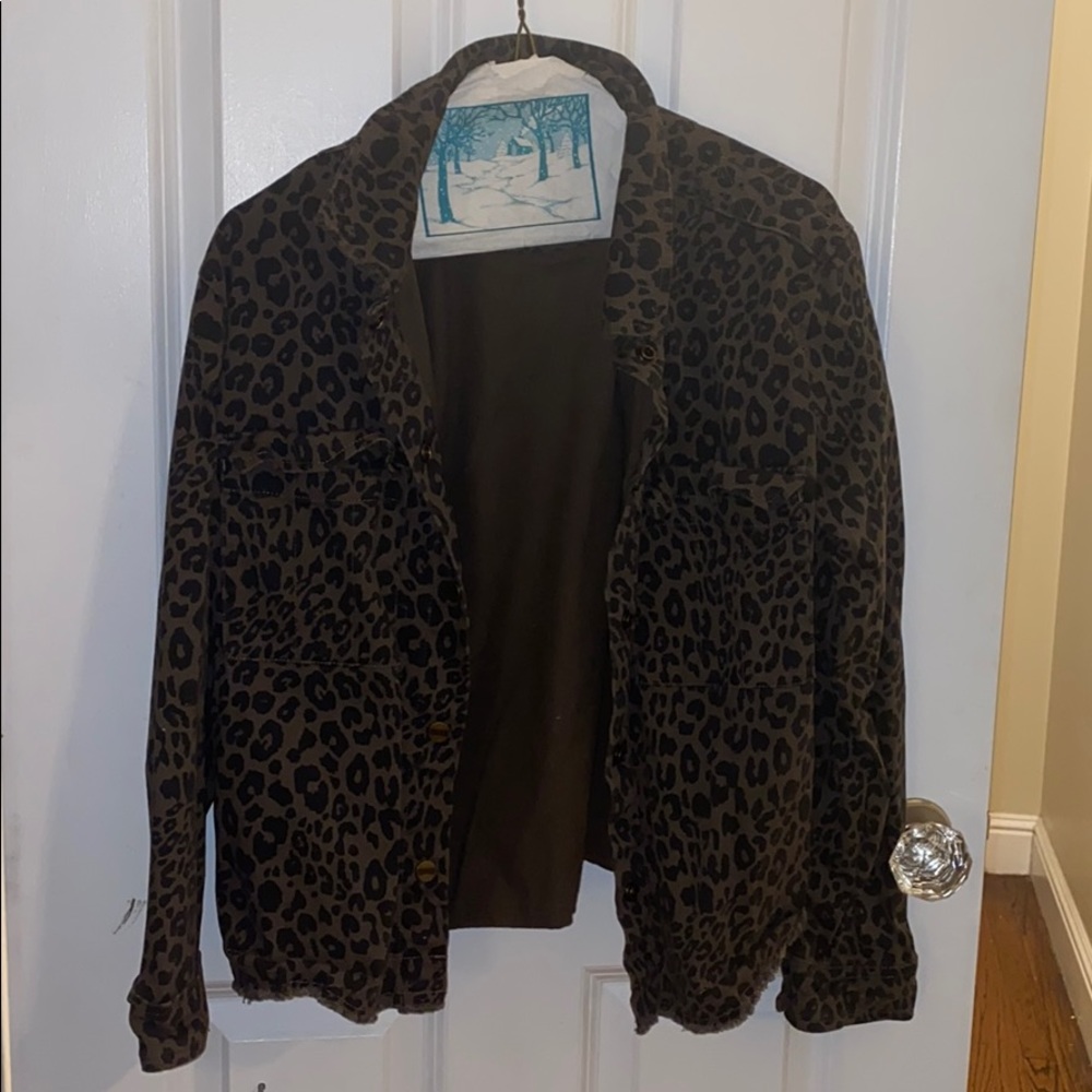 Sanctuary Green Denim Leopard Jacket